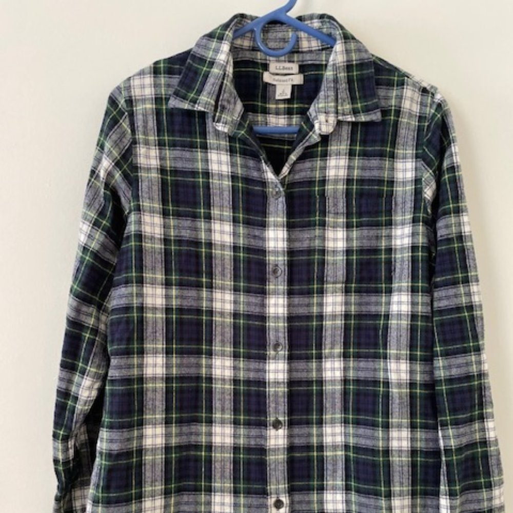 L.L. Bean Dress Gordon plaid flannel shirt - size S